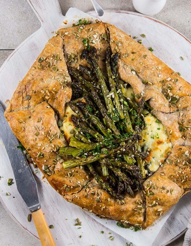 ASPARAGUS, BROCCOLI & CUMIN FETA TART