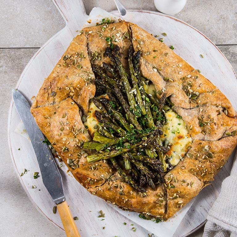 ASPARAGUS, BROCCOLI & CUMIN FETA TART