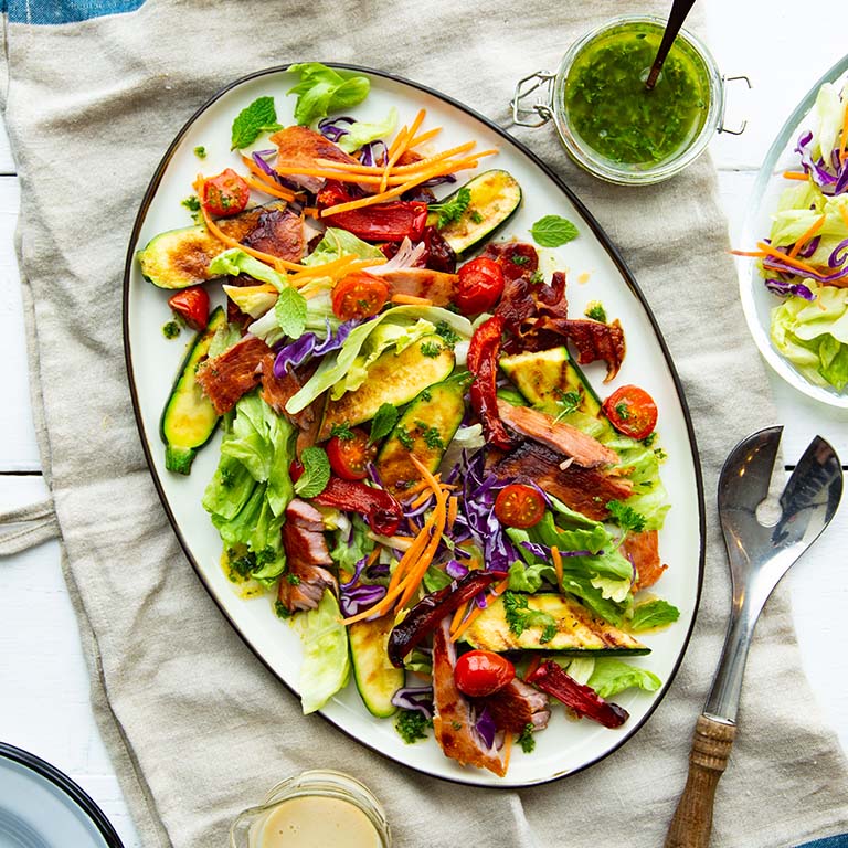 LeaderBrand CRISPY SALAD WITH GRILLED HAM & VEGETABLES Recipe