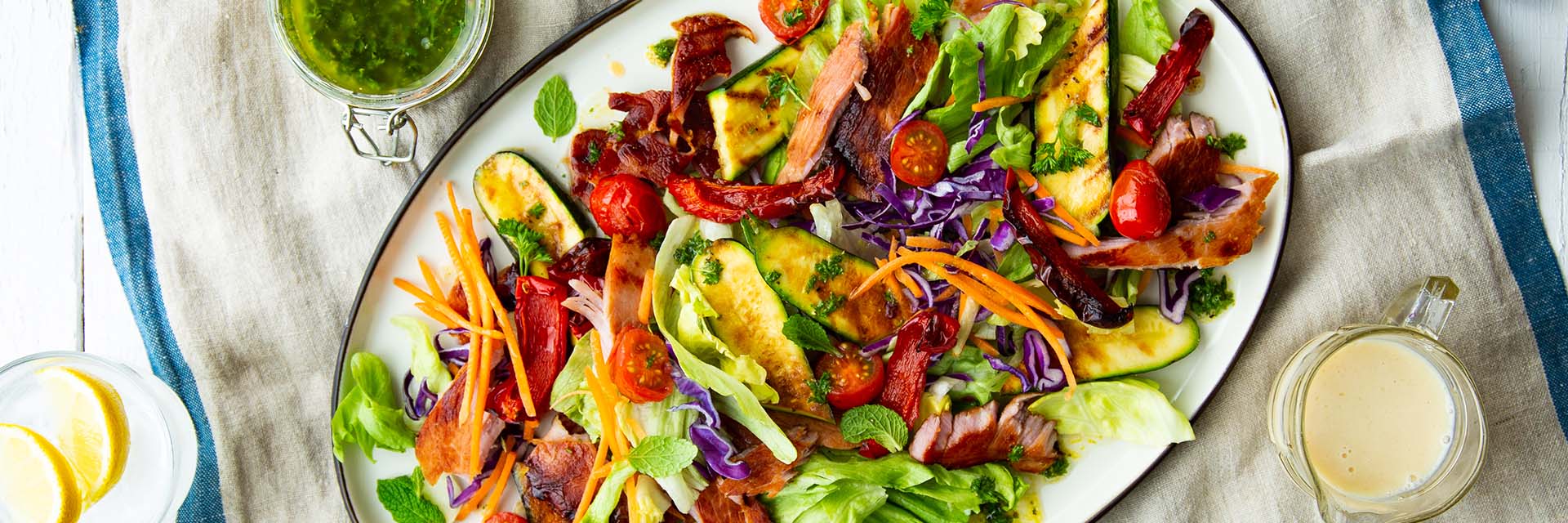 CRISPY SALAD WITH GRILLED HAM & VEGETABLES HERO