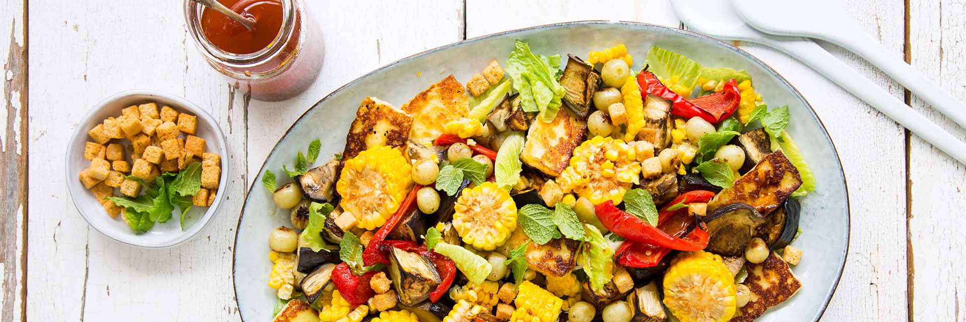 SWEETCORN & HALLOUMI SUMMER SALAD HERO