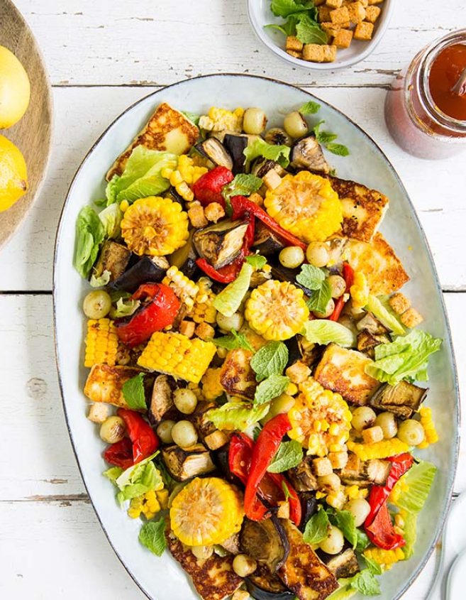 SWEETCORN & HALLOUMI SUMMER SALAD SQUARE