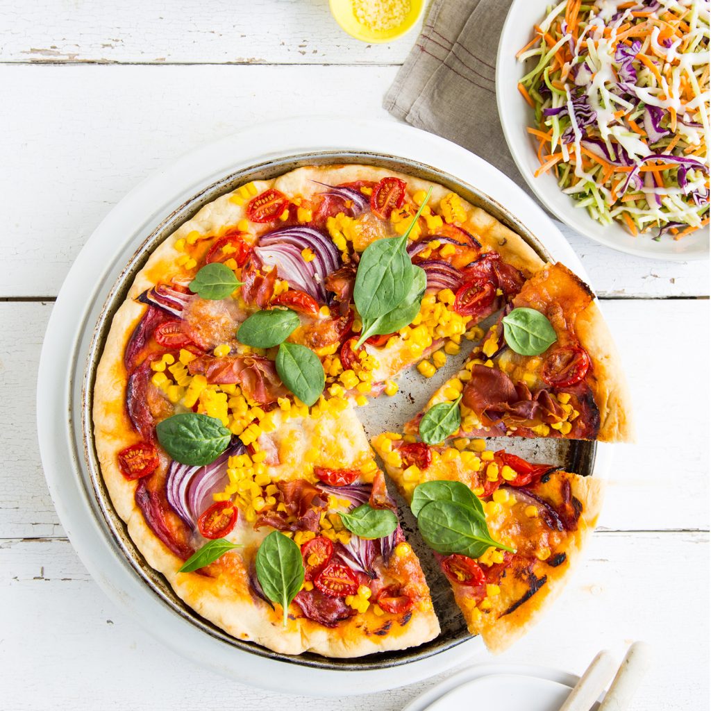 SWEET CORN & SALAMI PIZZA - LeaderBrand