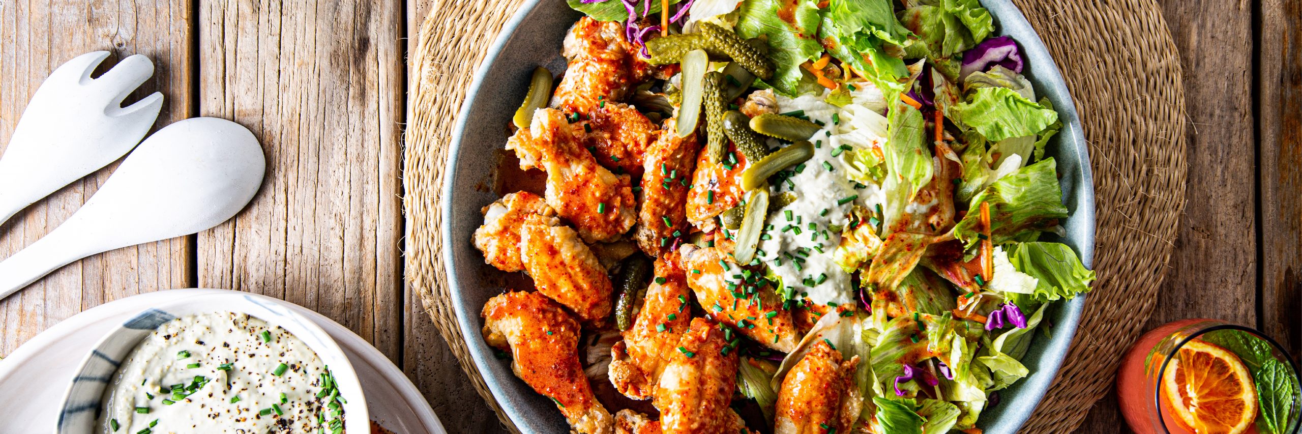 LeaderBrand CRISPY SALAD WITH BUFFALO WINGS recipes