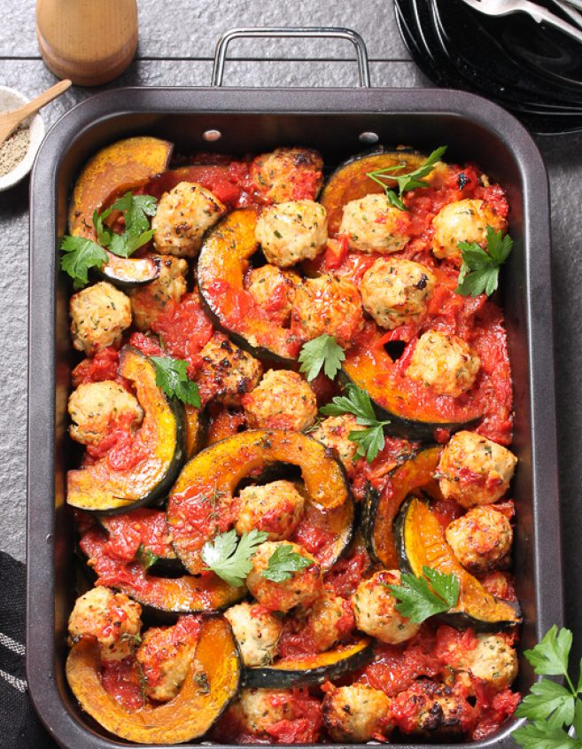 LeaderBrand Chicken & Herb Meatballs with Squash Recipe