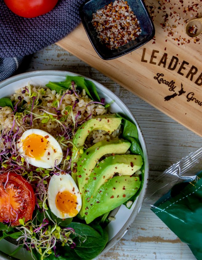 LeaderBrand Colourful Spinach Breakfast Bowl Heading