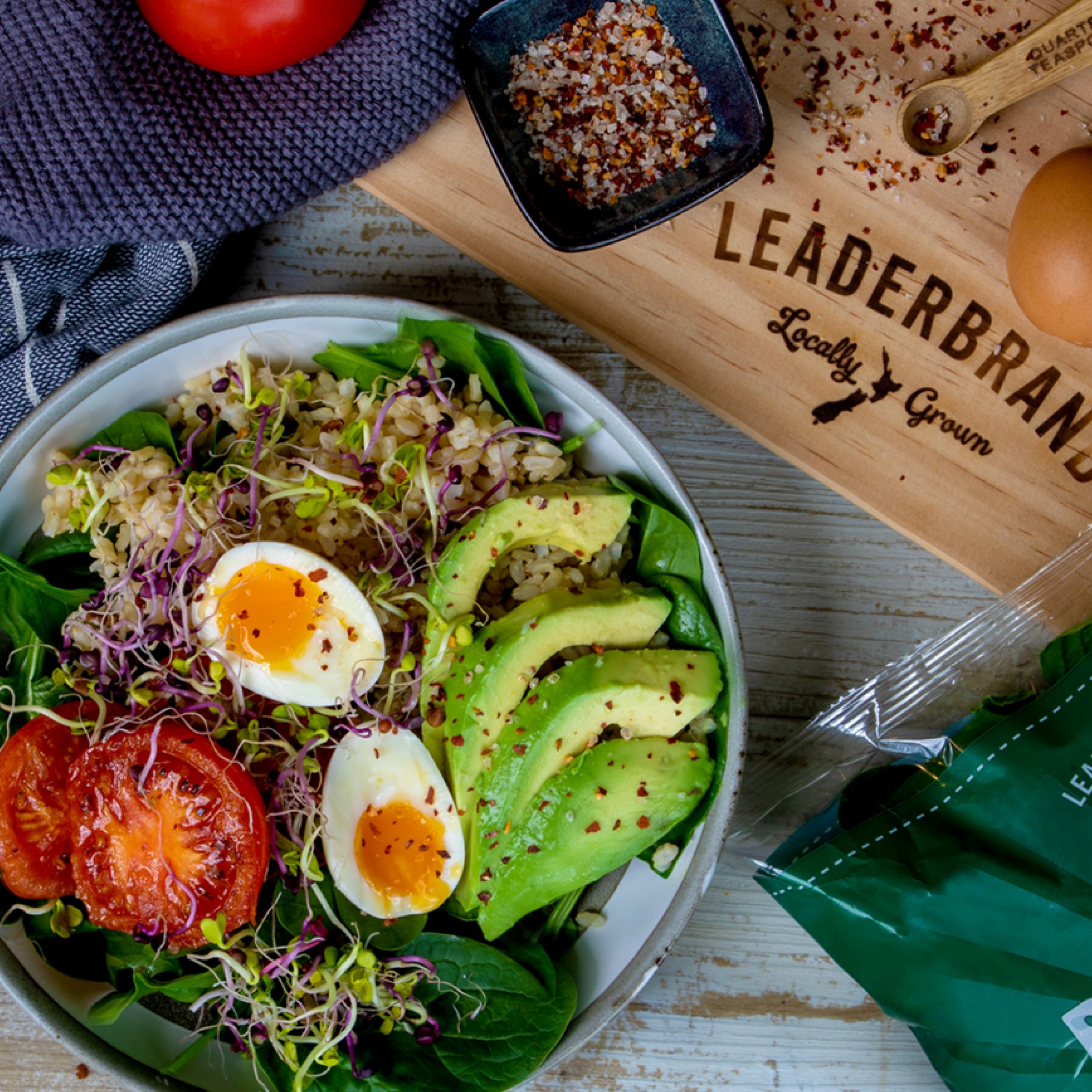 LeaderBrand Colourful Spinach Breakfast Bowl Heading
