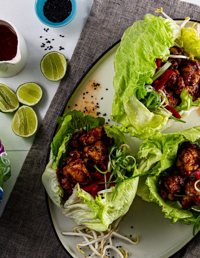 LeaderBrand Hoisin chicken Lettuce wrap recipe tile