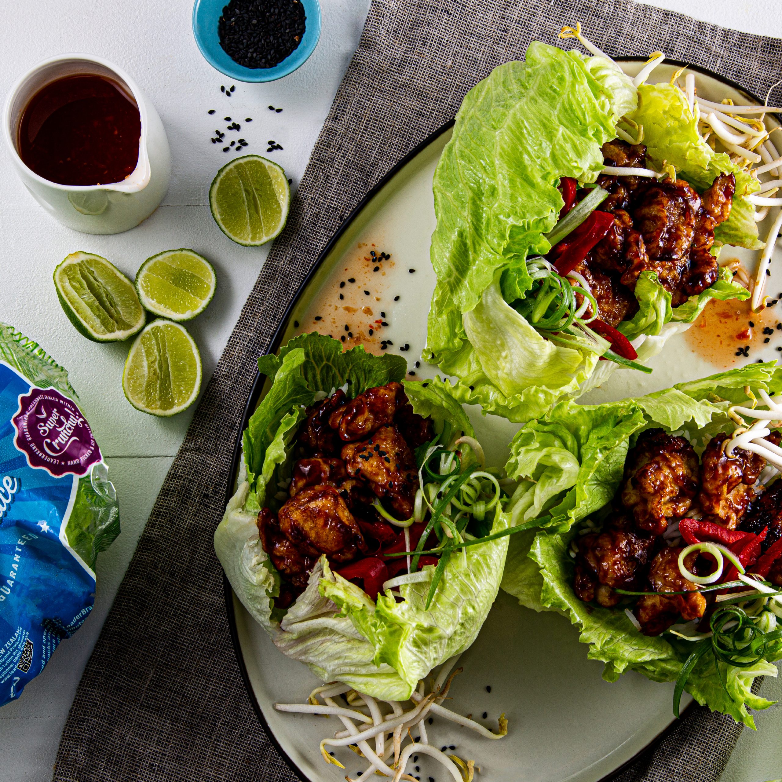 LeaderBrand Hoisin chicken Lettuce wrap recipe tile