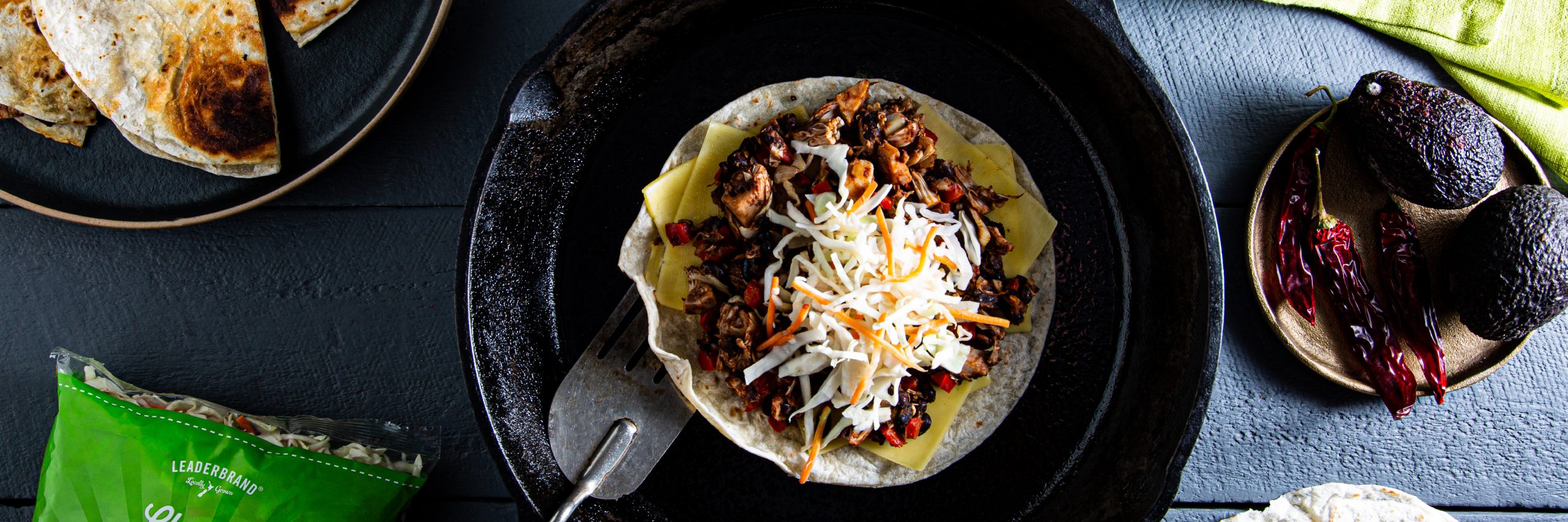 Coleslaw and Jackfruit quesadillas