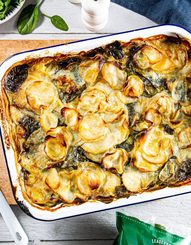 Potato and Spinach gratin heading