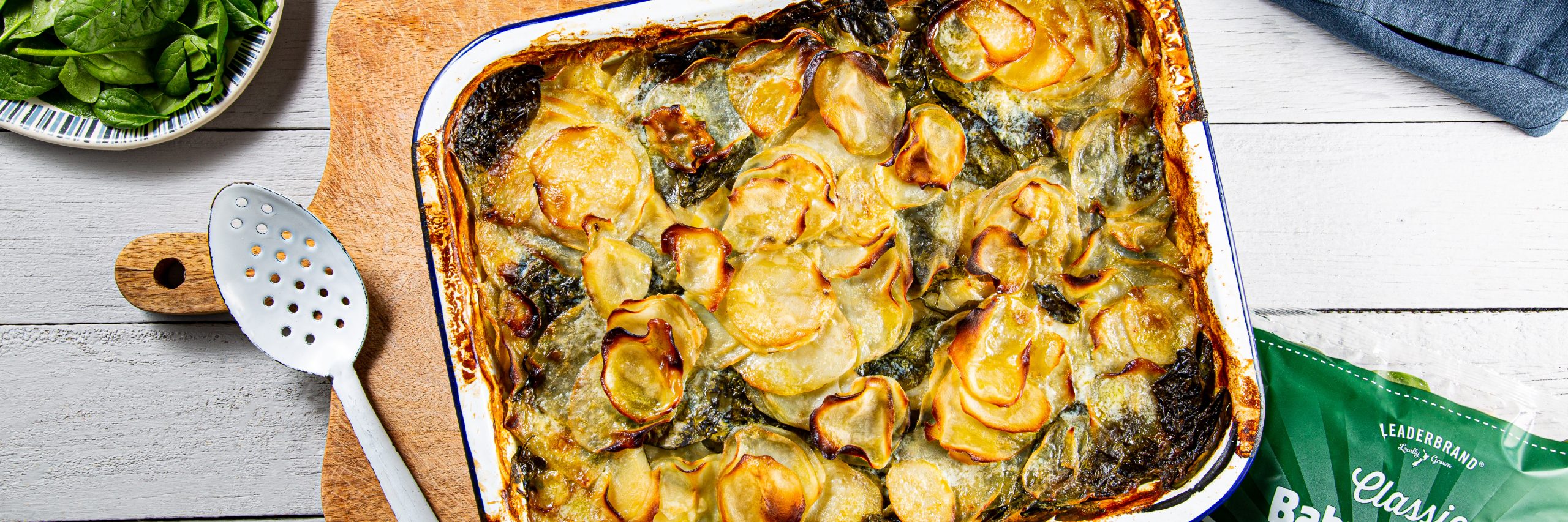 Potato and Spinach gratin heading