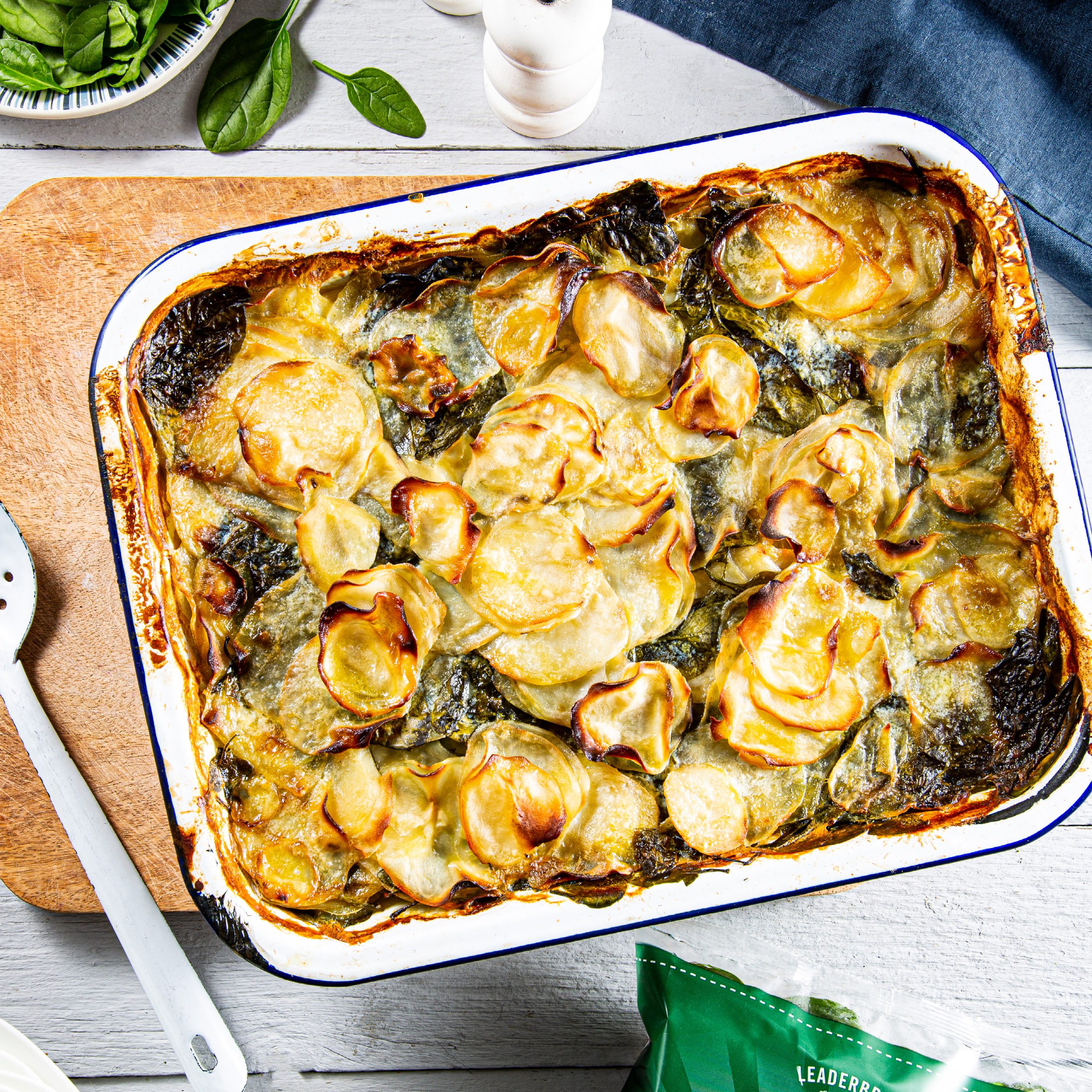 Potato and Spinach gratin heading