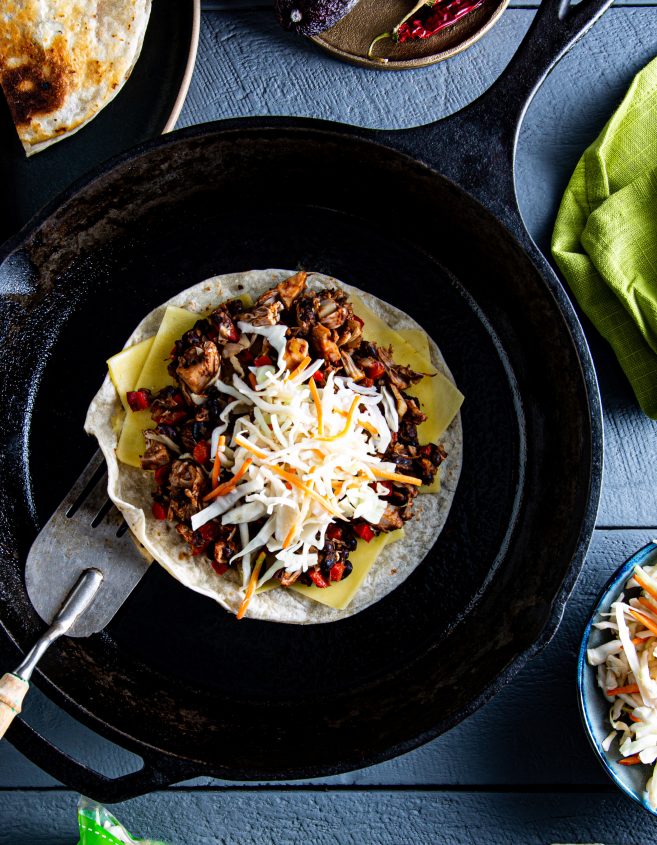 Coleslaw and Jackfruit quesadillas