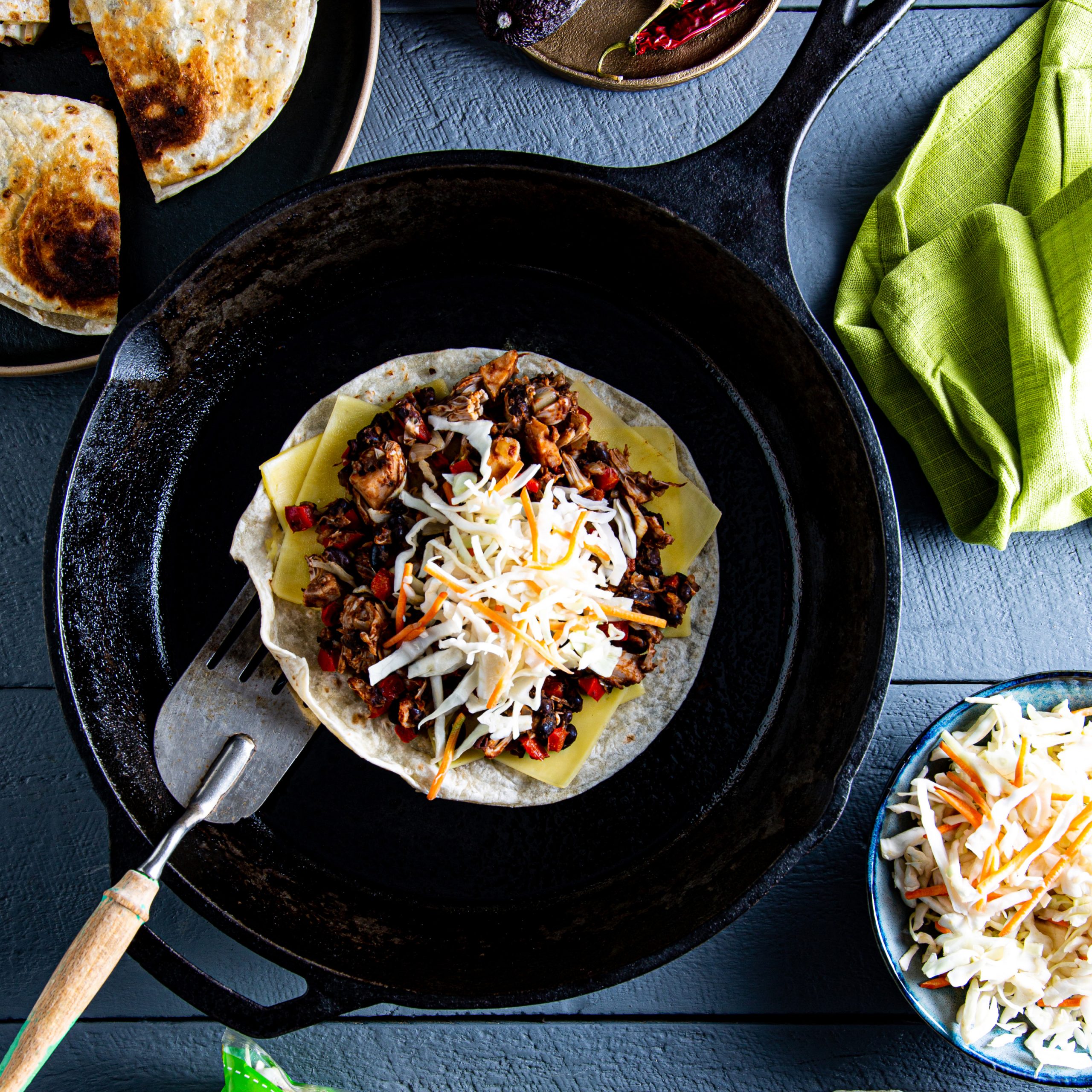 Coleslaw and Jackfruit quesadillas