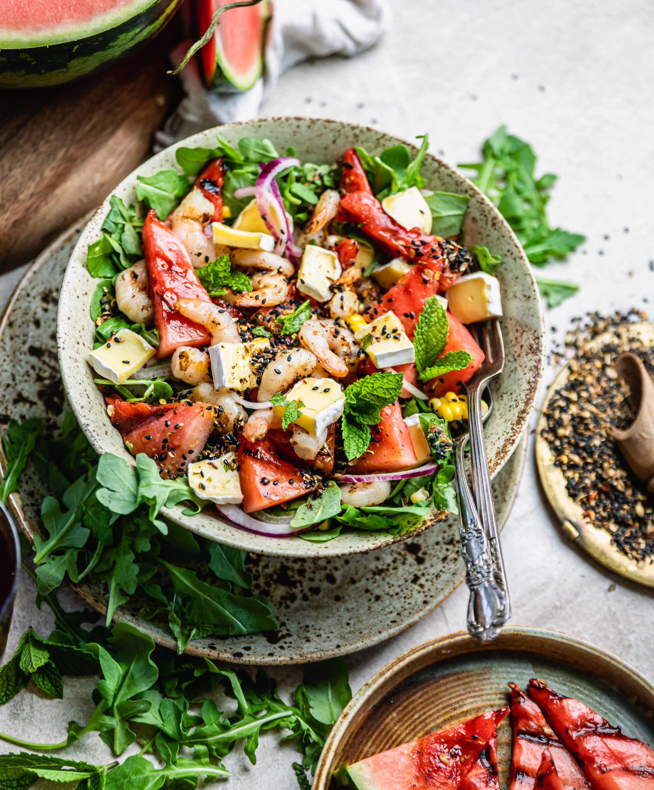BBQ WATERMELON, PRAWN & BRIE SALAD - LeaderBrand