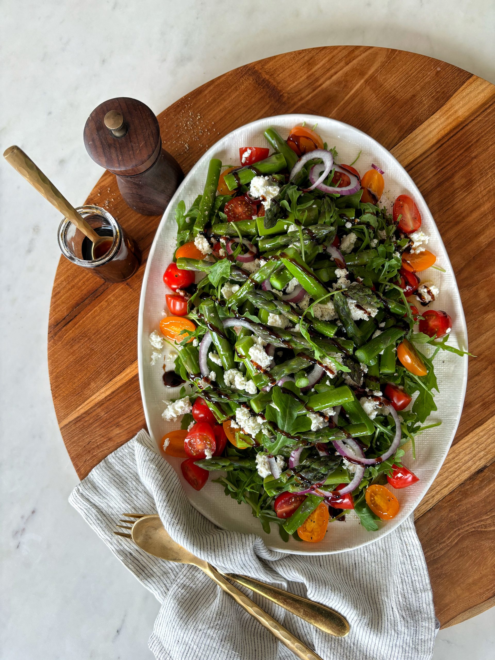 ASPARAGUS & CHERRY TOMATO SALAD WITH BALSAMIC GLAZE AND FETA - LeaderBrand
